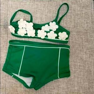 Green w/ flowers swimsuit